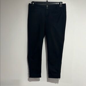ANTHROPOLOGIE Cartonnier Navy Blue CHARLIE ANKLE‎ Zip Hem Pants Mid Rise Sz 8